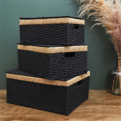 Zestaw 3 koszy Trunk czarne Zestaw 3 koszy Trunk czarne