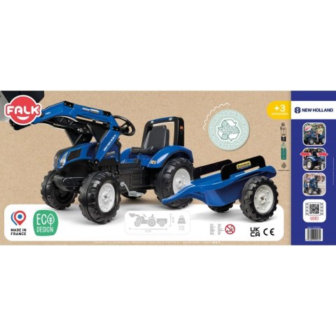 FALK Traktor New Holland Niebieski na Pedały z Przyczepką od 3 Lat FALK Traktor New Holland Niebieski na Pedały z Przyczepką od 3 Lat