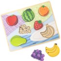 VIGA Drewniane Puzzle Układanka Montessori 2w1 Figurki Owoce VIGA Drewniane Puzzle Układanka Montessori 2w1 Figurki Owoce