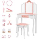 TOOKY TOY Drewniana Toaletka z Krzesełkiem Składane Lusterko Akcesoria 15 el. TOOKY TOY Drewniana Toaletka z Krzesełkiem Składane Lusterko Akcesoria 15 el.
