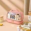 Kosmetyczka organizer na kosmetyki różowa dwupoziomowa 23x13,5x16cm KS115R Kosmetyczka organizer na kosmetyki różowa dwupoziomowa 23x13,5x16cm KS115R