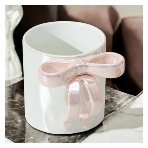 Kubek ceramiczny biały perłowy z różową kokardą 350ml 1szt CUP23 Kubek ceramiczny biały perłowy z różową kokardą 350ml 1szt CUP23