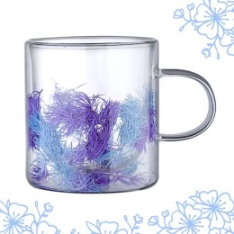 Szklanka termiczna z elementami roślinnymi w środku, fiolet 300 ml 1szt SZK134