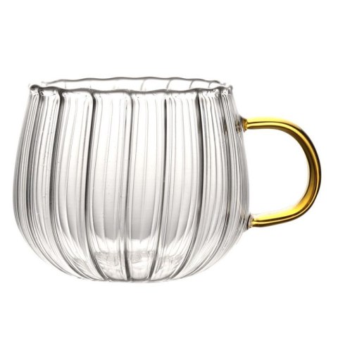 Filiżanka szklanka z falowanymi ściankami ze złotych uchem 350 ml 1szt SZK84 Filiżanka szklanka z falowanymi ściankami ze złotych uchem 350 ml 1szt SZK84