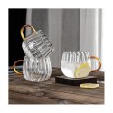 Filiżanka szklanka z falowanymi ściankami ze złotych uchem 350 ml 1szt SZK84 Filiżanka szklanka z falowanymi ściankami ze złotych uchem 350 ml 1szt SZK84