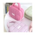 Kosmetyczka damska pikowana kuferek z rączką 21 x 17 x 8cm KS139R Kosmetyczka damska pikowana kuferek z rączką 21 x 17 x 8cm KS139R