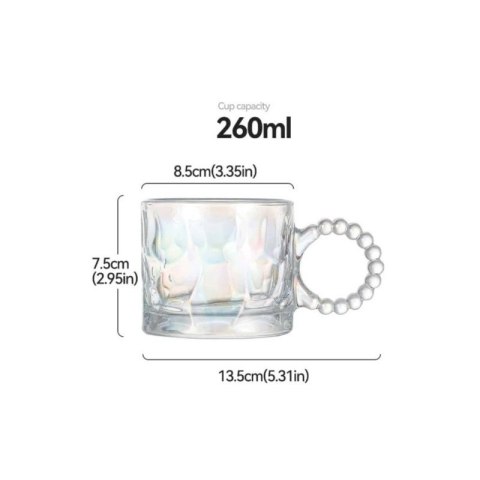 Szklanka opalizująca kokardka z uchem do kawy, drinków 1szt 260ml SZK80 Szklanka opalizująca kokardka z uchem do kawy, drinków 1szt 260ml SZK80