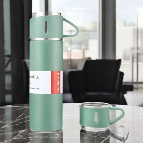 ZESTAW TERMOS Z 3 KUBKAMI zapakowany na prezent, 500 ml zielony BD24ZIE ZESTAW TERMOS Z 3 KUBKAMI zapakowany na prezent, 500 ml zielony BD24ZIE