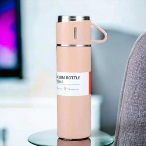 ZESTAW TERMOS Z 3 KUBKAMI zapakowany na prezent, 500Ml różowy BD24R ZESTAW TERMOS Z 3 KUBKAMI zapakowany na prezent, 500Ml różowy BD24R