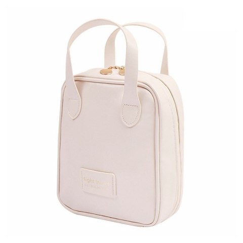 Kosmetyczka organizer na kosmetyki z rączką 17x7x19cm kremowa KS128B Kosmetyczka organizer na kosmetyki z rączką 17x7x19cm kremowa KS128B
