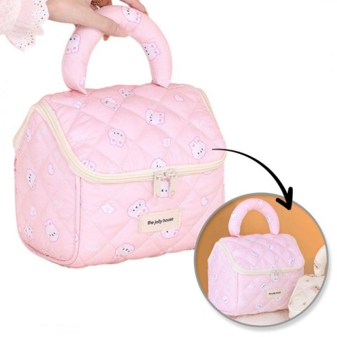 Kosmetyczka rozkładana elegancka kuferek pikowana BUNNY różowa KS131R Kosmetyczka rozkładana elegancka kuferek pikowana BUNNY różowa KS131R