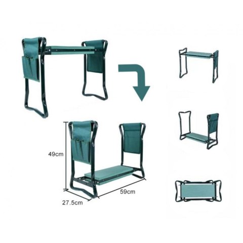 Składany taboret, krzesło, klęcznik ogrodowy 3w1 z kieszonkami 60 x 49 x 25 cm KRT04 Składany taboret, krzesło, klęcznik ogrodowy 3w1 z kieszonkami 60 x 49 x 25 cm KRT04