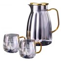 Zestaw- dzbanek 1600ml z falowanymi ściankami z pokrywką + 2 szklanki 350ml- DZ07 Zestaw- dzbanek 1600ml z falowanymi ściankami z pokrywką + 2 szklanki 350ml- DZ07