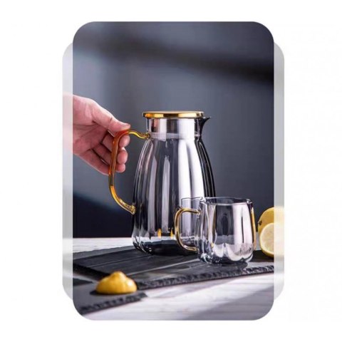 Zestaw- dzbanek 1600ml z falowanymi ściankami z pokrywką + 2 szklanki 350ml- DZ07 Zestaw- dzbanek 1600ml z falowanymi ściankami z pokrywką + 2 szklanki 350ml- DZ07