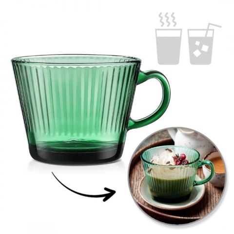 Filiżanka szklanka ryflowana duża butelkowa zieleń 380 ml 1szt SZK178 Filiżanka szklanka ryflowana duża butelkowa zieleń 380 ml 1szt SZK178
