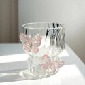Szklanka ryflowana, z falowanymi ściankami, MOTYLKI róż 260 ml 1szt SZK161 Szklanka ryflowana, z falowanymi ściankami, MOTYLKI róż 260 ml 1szt SZK161