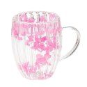 Szklanka termiczna ryflowana z kwiatami w środku, gipsówka róż 300 ml 1szt SZK157 Szklanka termiczna ryflowana z kwiatami w środku, gipsówka róż 300 ml 1szt SZK157