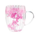 Szklanka termiczna ryflowana z kwiatami w środku, gipsówka róż 300 ml 1szt SZK157 Szklanka termiczna ryflowana z kwiatami w środku, gipsówka róż 300 ml 1szt SZK157