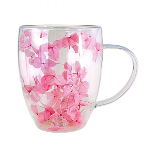 Szklanka termiczna z hortensją w środku róż 300 ml 1szt SZK77 Szklanka termiczna z hortensją w środku róż 300 ml 1szt SZK77