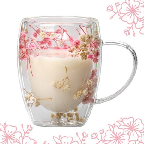 Szklanka termiczna z kwiatami w środku, gipsówka 300ml 1szt SZK78 Szklanka termiczna z kwiatami w środku, gipsówka 300ml 1szt SZK78