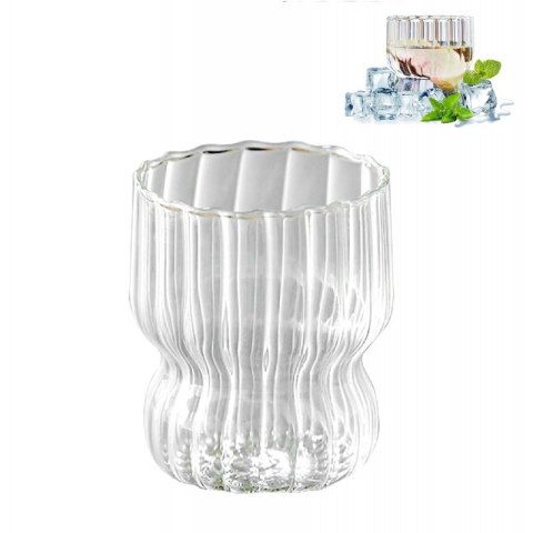 Szklanka ryflowana, puchar z falowanymi ściankami 260 ml 1szt SZK51 Szklanka ryflowana, puchar z falowanymi ściankami 260 ml 1szt SZK51