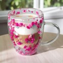 Szklanka termiczna z kwiatami w środku, gipsówka hortensje róż 300 ml 1szt SZK174 Szklanka termiczna z kwiatami w środku, gipsówka hortensje róż 300 ml 1szt SZK174