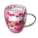 Szklanka termiczna z kwiatami w środku, gipsówka hortensje róż 300 ml 1szt SZK174 Szklanka termiczna z kwiatami w środku, gipsówka hortensje róż 300 ml 1szt SZK174
