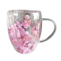 Szklanka termiczna z kwiatami w środku, gipsówka hortensje róż 300 ml 1szt SZK165 Szklanka termiczna z kwiatami w środku, gipsówka hortensje róż 300 ml 1szt SZK165