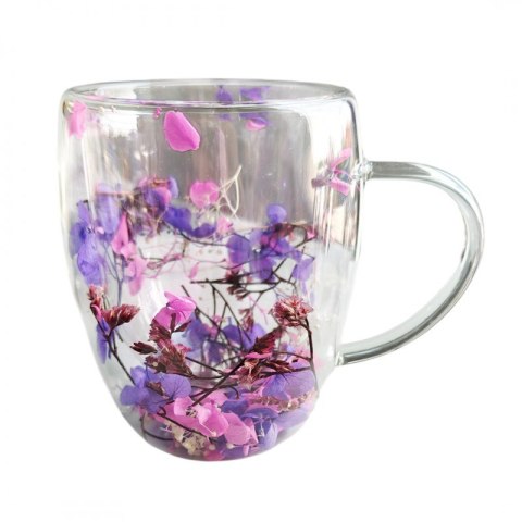 Szklanka termiczna z kwiatami w środku, gipsówka hortensje róż 300 ml 1szt SZK166 Szklanka termiczna z kwiatami w środku, gipsówka hortensje róż 300 ml 1szt SZK166