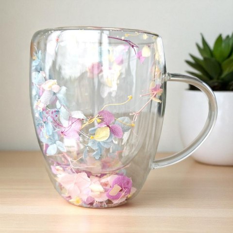 Szklanka termiczna z kwiatami w środku, gipsówka hortensje róż 300 ml 1szt SZK180 Szklanka termiczna z kwiatami w środku, gipsówka hortensje róż 300 ml 1szt SZK180