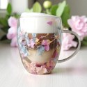 Szklanka termiczna z kwiatami w środku, gipsówka hortensje róż 300 ml 1szt SZK180 Szklanka termiczna z kwiatami w środku, gipsówka hortensje róż 300 ml 1szt SZK180