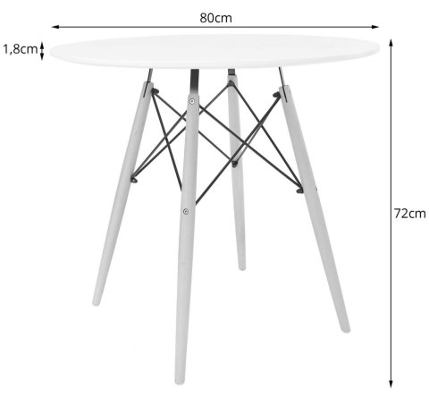Zestaw stół okrągły TODI 80cm biały + 4 krzesła OSAKA białe Zestaw stół okrągły TODI 80cm biały + 4 krzesła OSAKA białe