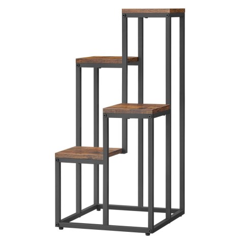 Regał kwietnik 4 półki - rustykalny / nogi czarne Regał kwietnik 4 półki - rustykalny / nogi czarne