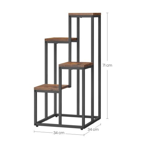 Regał kwietnik 4 półki - rustykalny / nogi czarne Regał kwietnik 4 półki - rustykalny / nogi czarne