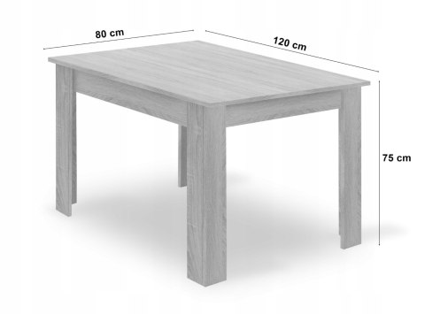 Zestaw stół prostokątny 120x80 dąb sonoma + 4 krzesła OSAKA szare Zestaw stół prostokątny 120x80 dąb sonoma + 4 krzesła OSAKA szare