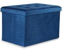 Pufa składana XL z guzikami - 60x38x38cm aksamit granat Pufa składana XL z guzikami - 60x38x38cm aksamit granat