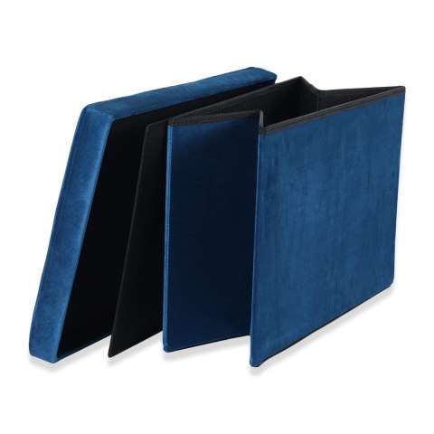 Pufa składana XL z guzikami - 60x38x38cm aksamit granat Pufa składana XL z guzikami - 60x38x38cm aksamit granat
