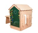 Domek ogrodowy drewniany stolik tablica kredowa 86 x 137 x 105 cm Domek ogrodowy drewniany stolik tablica kredowa 86 x 137 x 105 cm