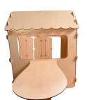 Domek ogrodowy drewniany stolik tablica kredowa 86 x 137 x 105 cm Domek ogrodowy drewniany stolik tablica kredowa 86 x 137 x 105 cm