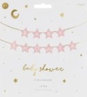 Baner napis na baby shower gwiazdki jasnoróżowe 290cm x 16,5cm Baner napis na baby shower gwiazdki jasnoróżowe 290cm x 16,5cm