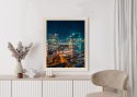 Plakat Wieloczęściowy Warszawa Nocą Z Lotu Ptaka Rama Drewniana Z Passe-Partout Kolor Naturalny