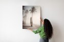 Plakat Wieloczęściowy Deska Surfingowa Na Plaży Z Palmami Rama Aluminiowa Kolor Czarny